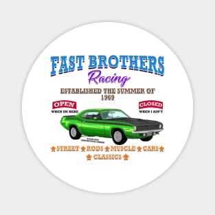 Fast Brothers Racing Muscle Car Garage Novelty Gift Magnet